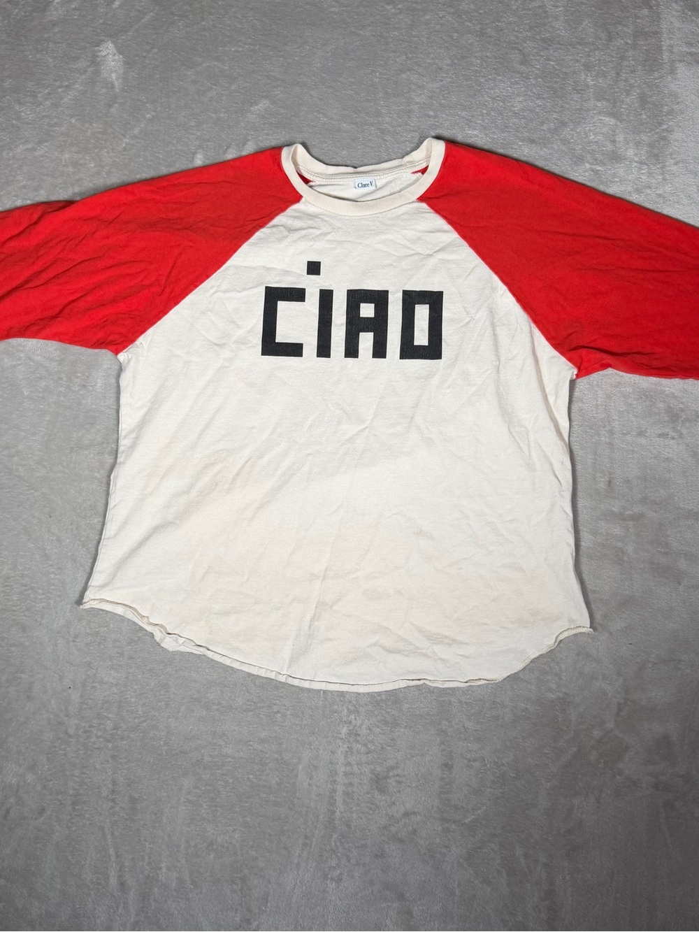 CIAO Raglan Long Sleeve Baseball Tee - Red & White